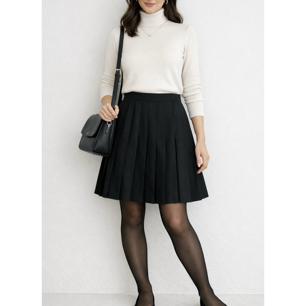 Vintage Wool Pleated Skirt Black - Picture 14 of 14